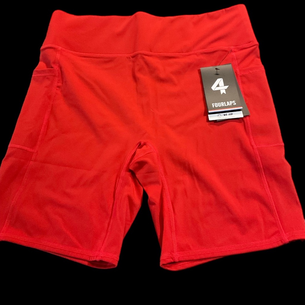 NWT Womens 4 Laps Crimson Biker PLYO Shorts with Pockets